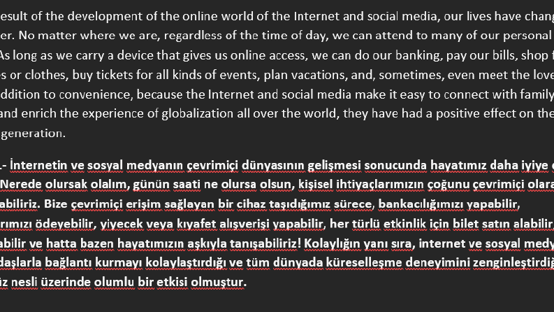 örnek çeviri ve yazılar
