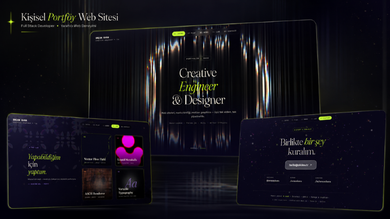 İnteraktif 3D Portfolyo — Next.js + WebGL + Motion