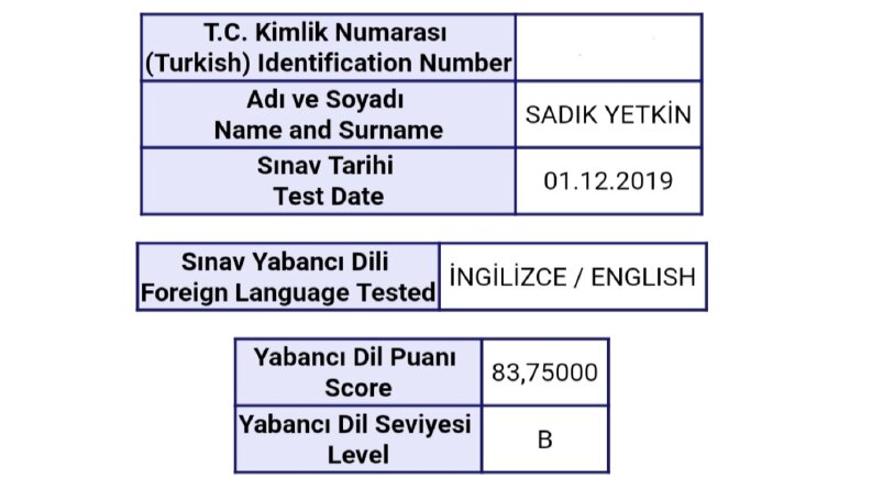 YDS-İngilizce Puanım