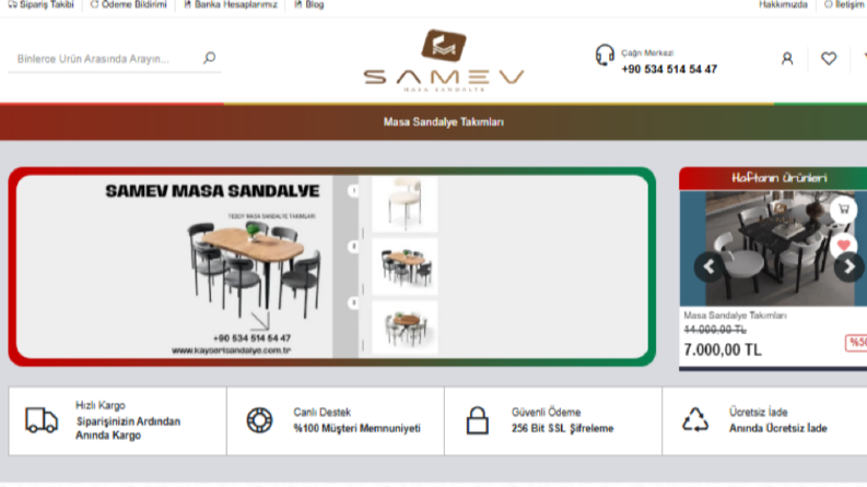 Kayseri Sandalye Örnek Web Site Çalışması