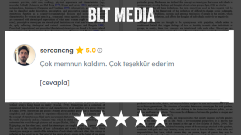 Yapılan CV Üzerine Müşteri Değerlendirmesi