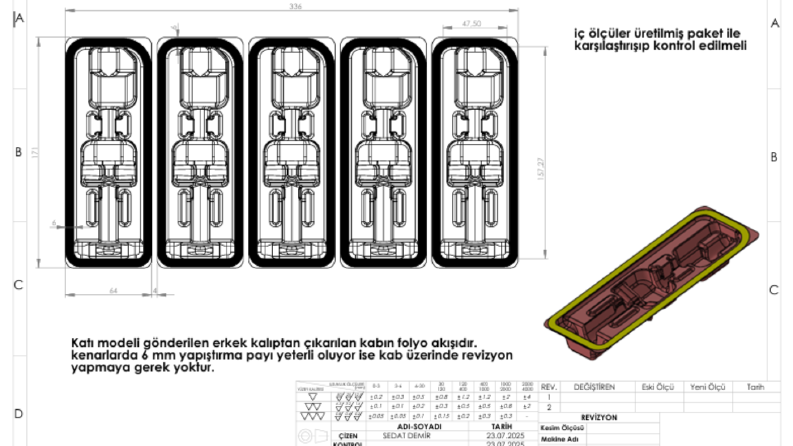 🧩 Rotaryjet Blister Kabı – Teknik Çizim ve Kalıp Tasarımı