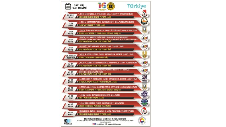 Önder bey için hazırlanan fuar takvimi
