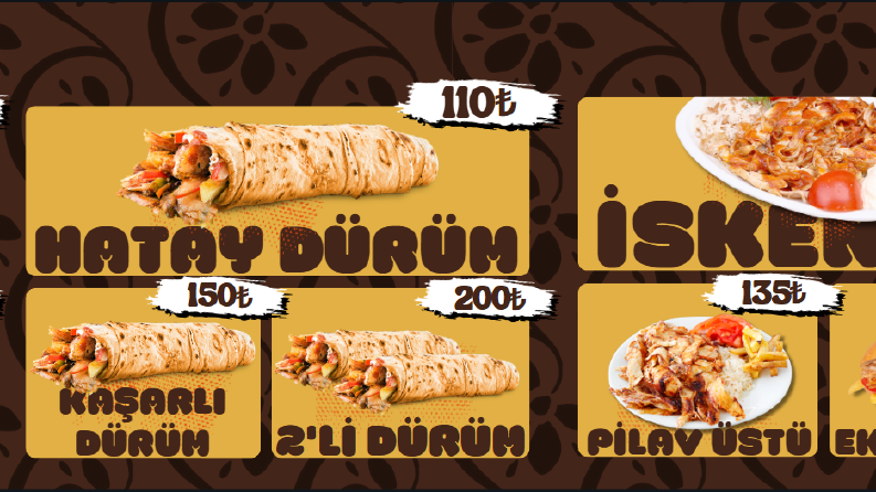 İşletmeniz için menü tasarlayabilirim!