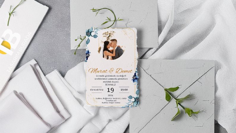 Murat ve Demet Çifti İçin Düğün Davetiyesi