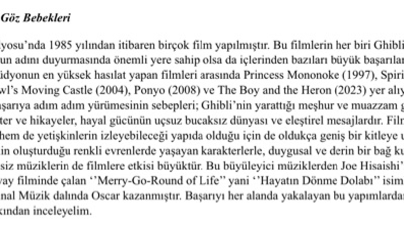 Ghibli’nin Göz Bebekleri