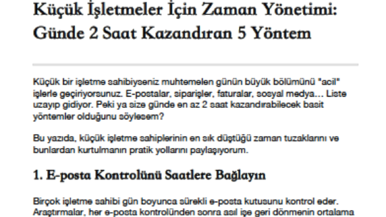 KOBİ İçin Zaman Yönetimi 