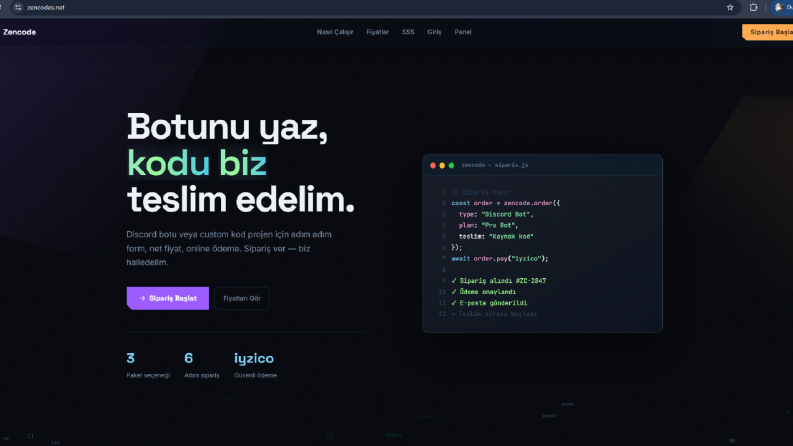 Zencodes — Yazılım Sipariş Platformu