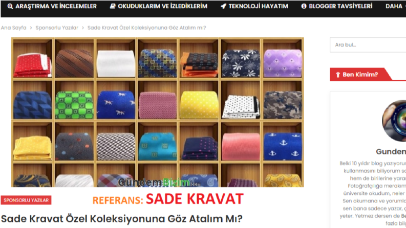 GundemBizim.com İçin Sade Kravat İçerik Pazarlama Örneği