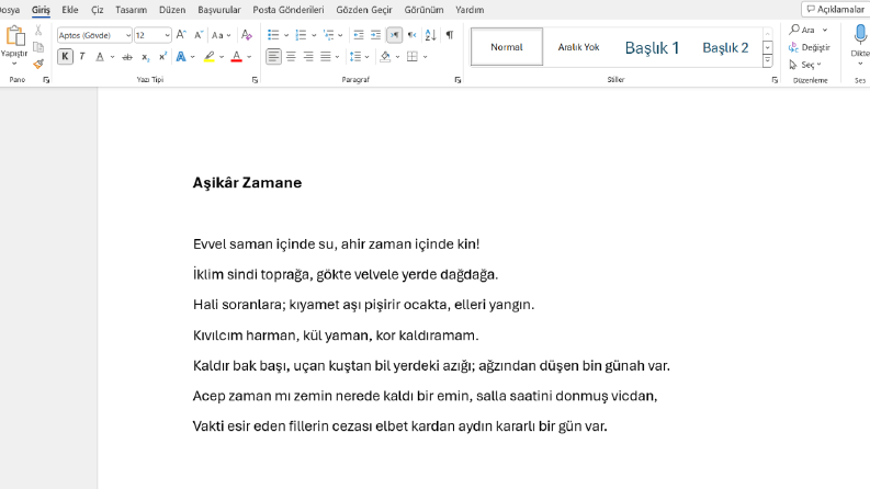 Aşikar Zamane | şiir