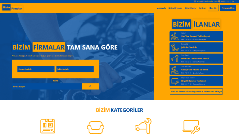 Bizim Firmalar - Hizmet ve Alıcıyı Buluşturan Web Sitesi