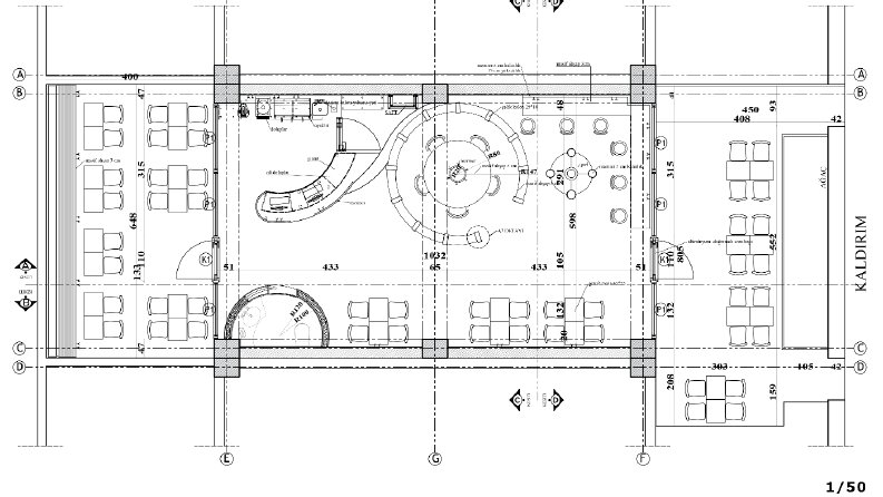 Autocad kafe tasarımı