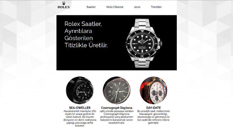 Rolex ürün tanıtım sitesi