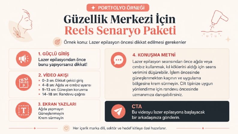 Güzellik Merkezi İçin Reels Senaryo Örneği