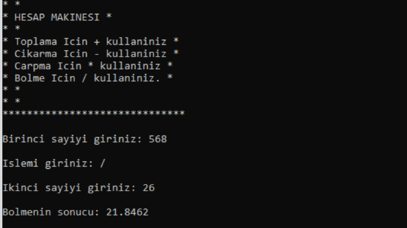C++ Ödev Uygulamaları