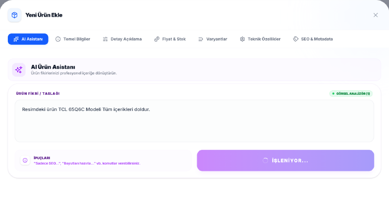 Yapay Zeka ile Tek Tıkla E-Ticaret Ürün İçeriği Üretimi