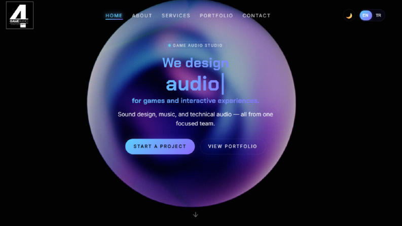Oyun ve Müzik Prodüksiyonu için Kurumsal Website Tasarımı