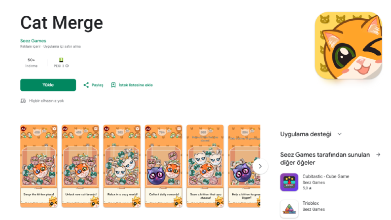 SeezGames - Cat Merge (Google Play Store) 