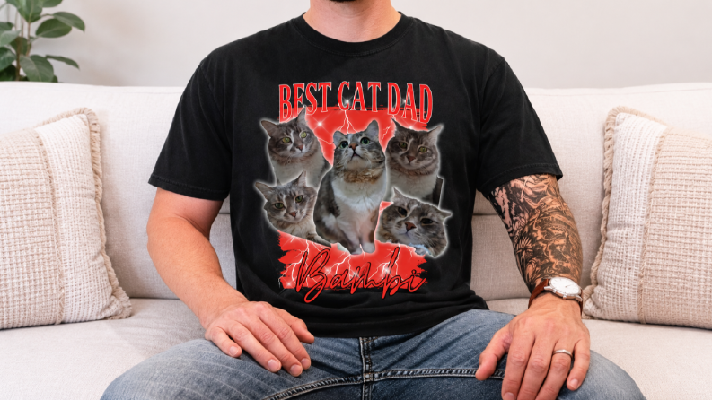 Bambi — Retro Bootleg Kedi Tişört Tasarımı
