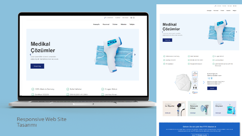 Medikal ürünler için tüm cihazlara uyumlu web site tasarımı