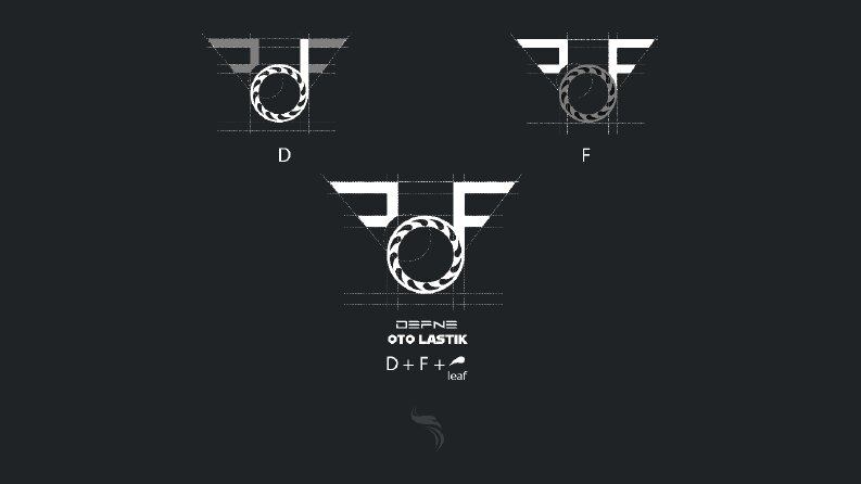 Defne oto lastik- Monogram logo çalışması