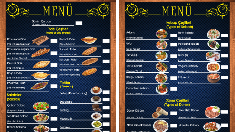 Kenger Restorant Menü Çalışmam