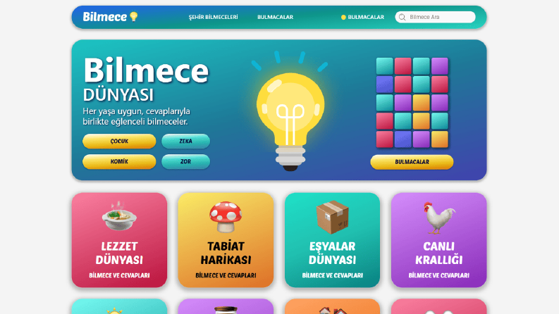 Özel Tasarım WordPress Bilmece ve Bulmaca Sitesi 