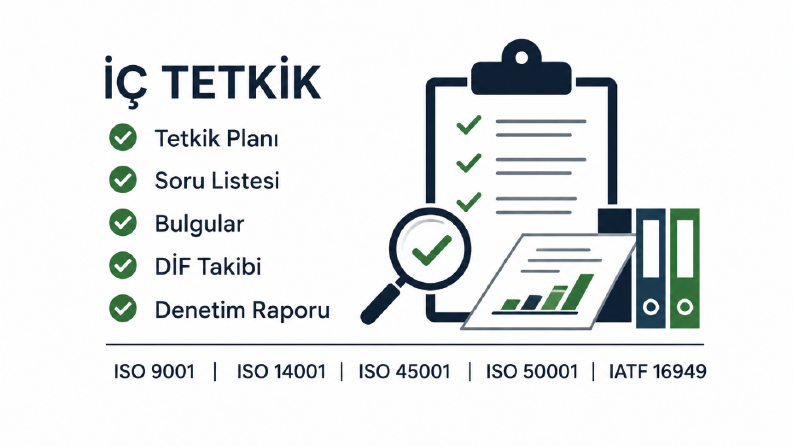 İç tetkik, DİF takibi ve denetim raporu hazırlarım.