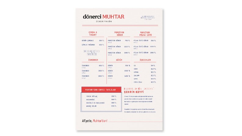 Dönerci Muhtar Menü