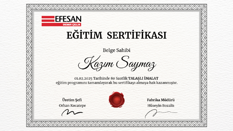 Kurumsal firmalar için Eğitim belgesi / Sertifika tasarımı