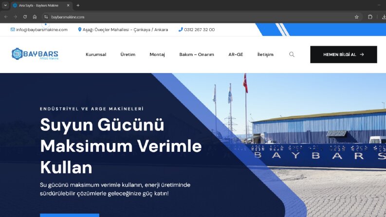Baybars Makine Ar-Ge Şirketi için Web Sitesi