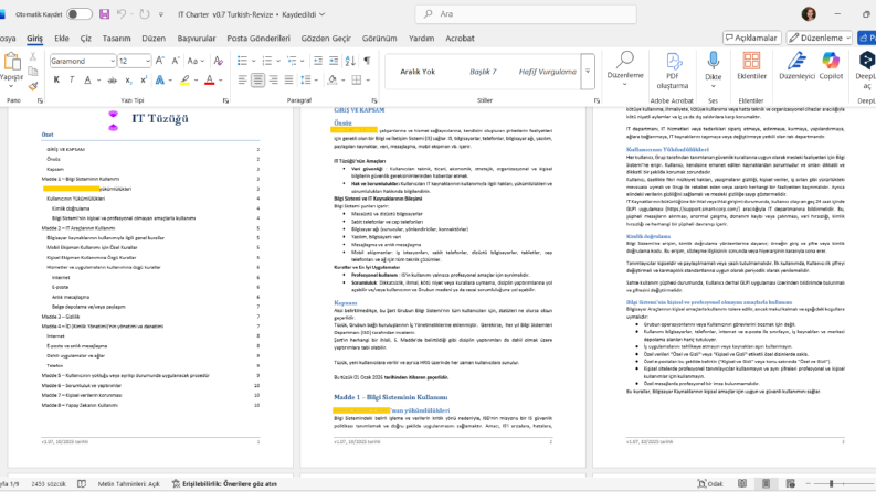 IT Departmanı Çalışma Düzenlemesi Çeviri