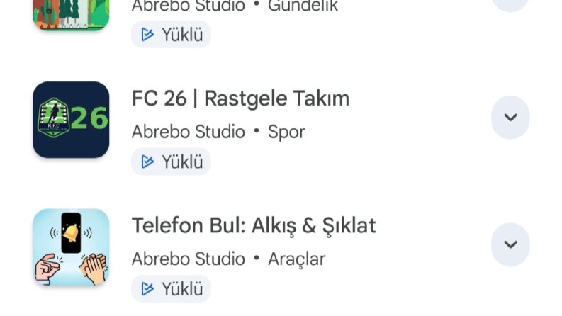 Yayınlanmış Mobil Uygulamalarım