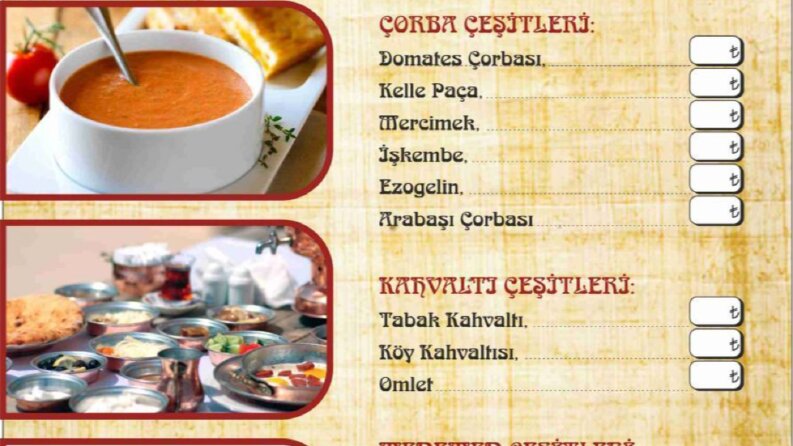 Basit Menü Tasarımı