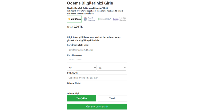 Garanti, VakıfBank,Qnb Finansbank ve Tami Ödeme Entegrasyonu
