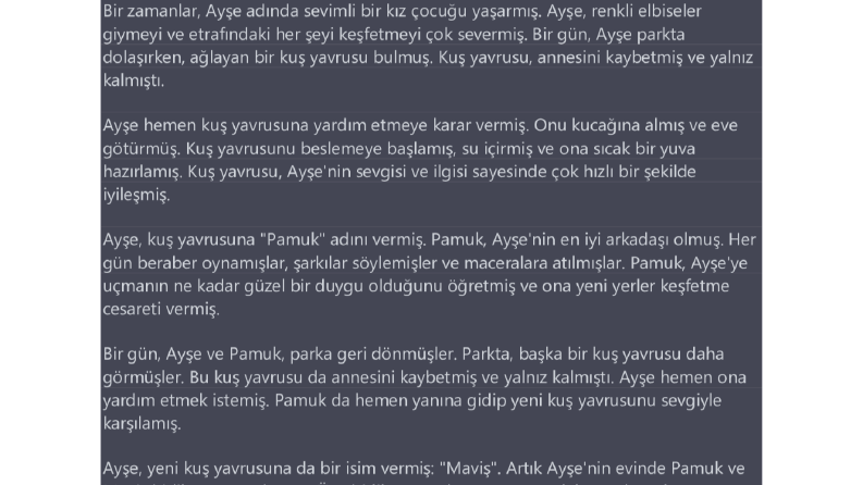 Çocuklar için hikaye metni