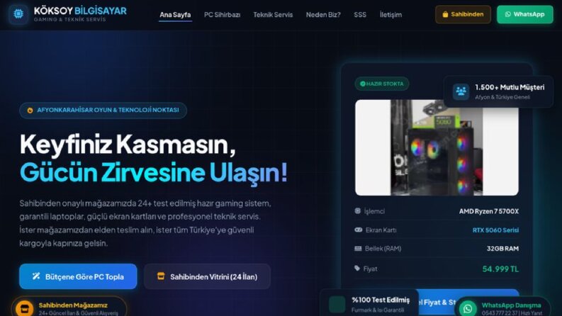 Köksoy – Gaming PC & Kurumsal Donanım Vitrini