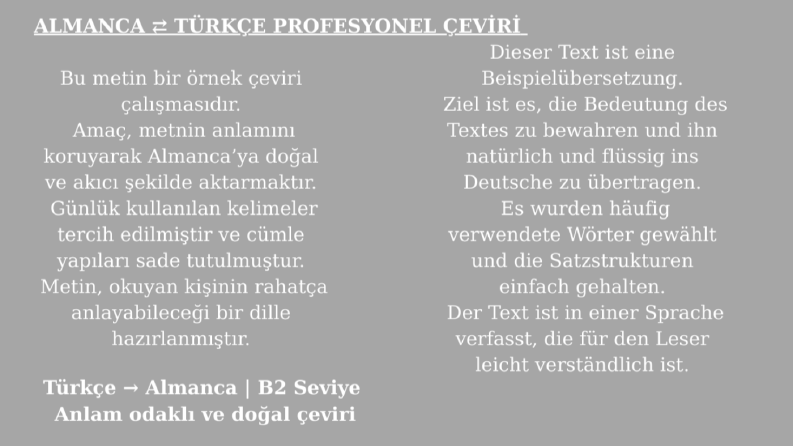 Almanca ⇄ Türkçe Örnek Çeviri Çalışması