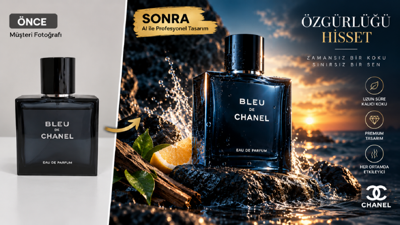 Parfüm Reklam Görseli – Öncesi / Sonrası