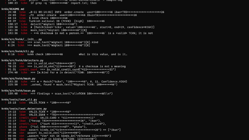 kvkk — dosya ve loglarda kişisel veri bulan Python aracı