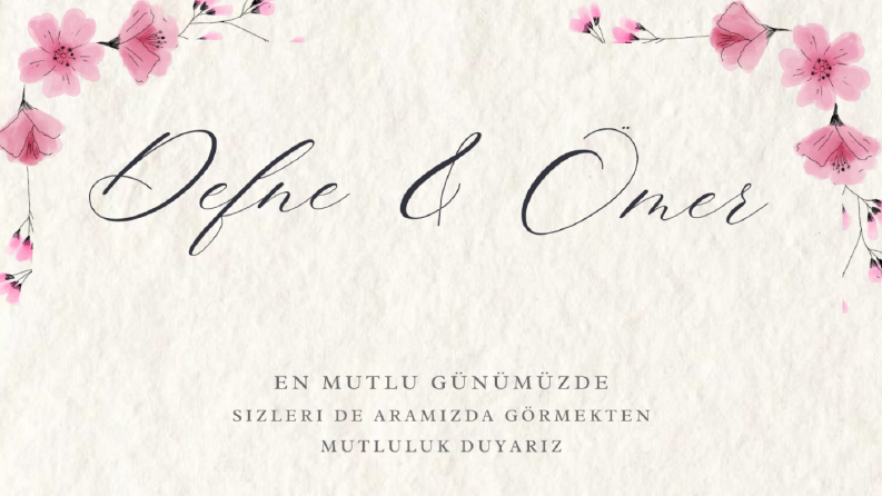 Soft Romantik Tarz Düğün Davetiyesi Tasarımı 