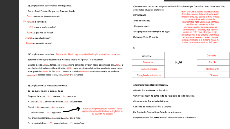 Portekizce Alıştırmaları - Cevaplama/Kontrol