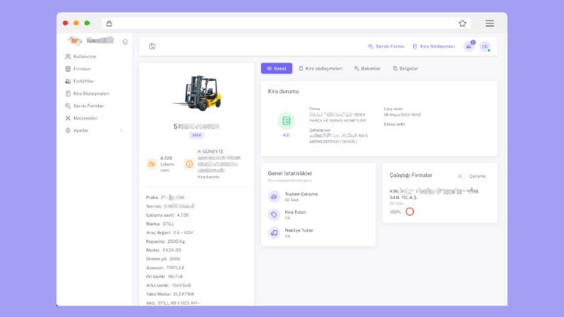 Forklift Yönetim Yazılımı