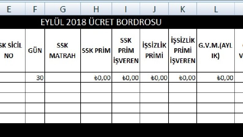 Excel Ücret Bordrosu Örneğim