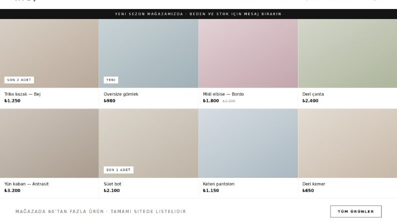 Butik & Mağaza için Katalog Sitesi - Örnek Çalışma