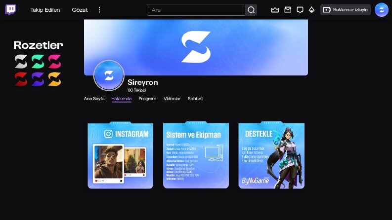 Sireyron Twitch Panel ve Profil Tasarımı