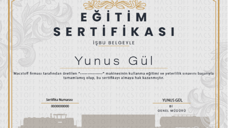 Sertifika Tasarımı Şık ve Hızlı