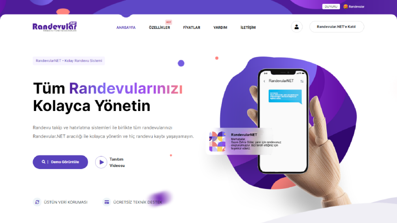 Randevular.net - Web Site Tasarımı + Yönetim Paneli
