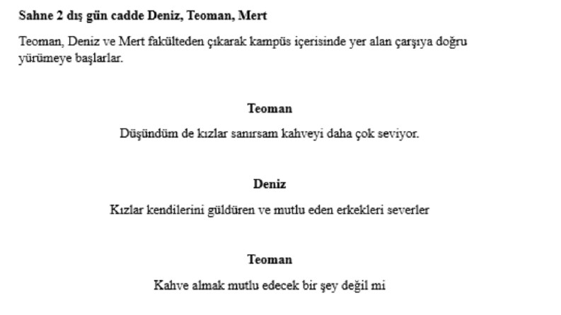 Kısa Senaryo Örneği