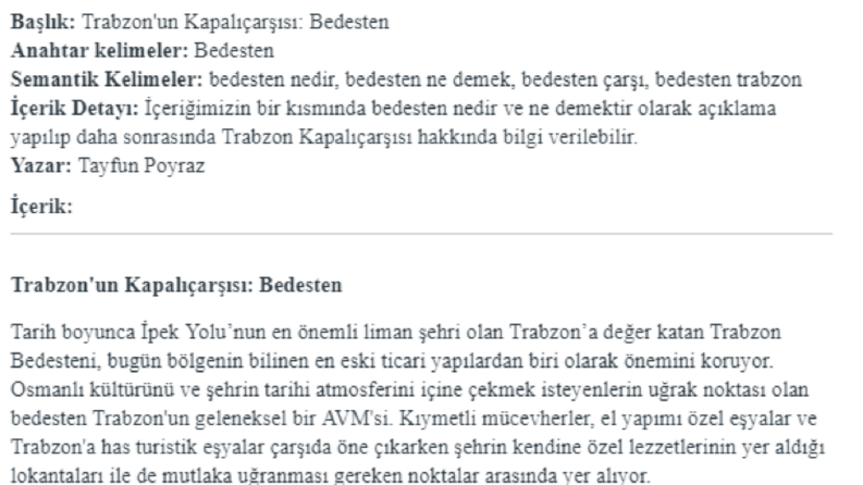 Web Sitesi İçerik Örneği 1